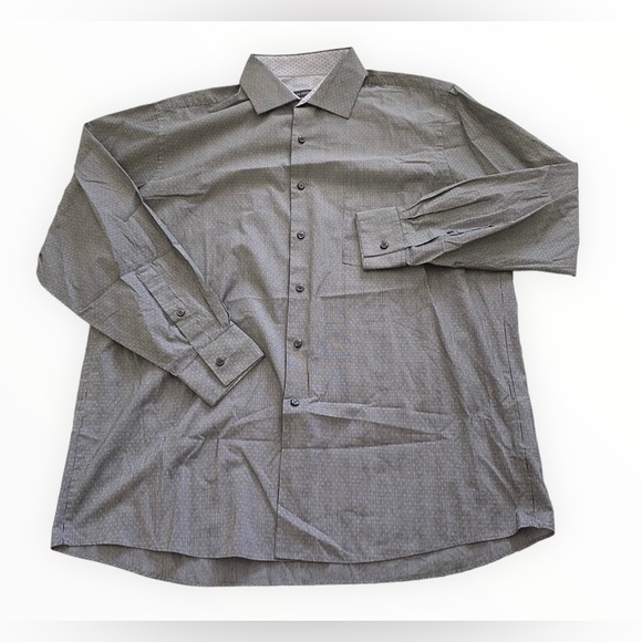 Van Heusen Button Down Shirt Grey Striped Sz L 16-16.5 - Picture 1 of 4